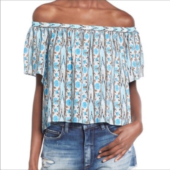 Astr Nordstrom Aztec Print Off The Shoulder Top - Picture 5 of 6